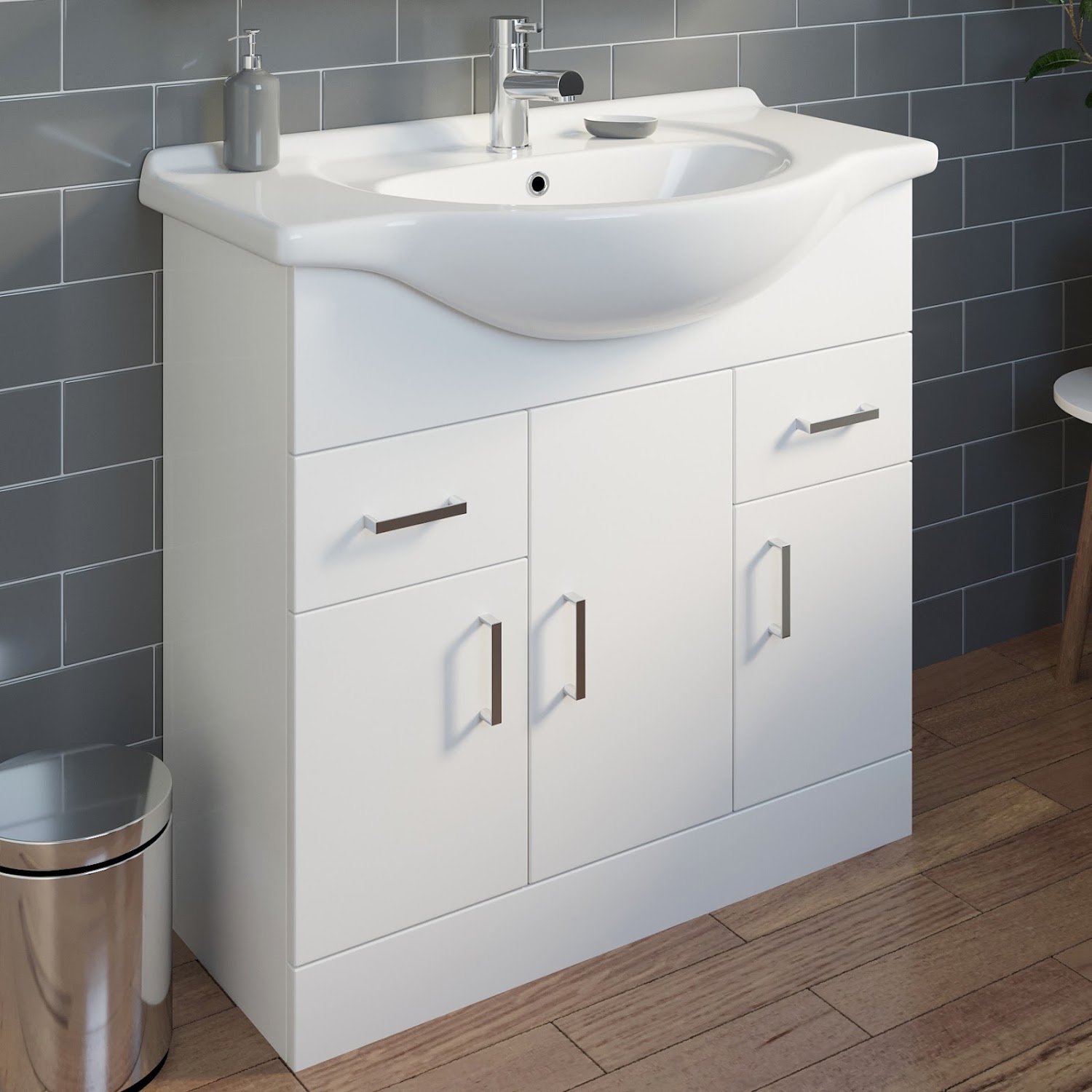 Classic Bathroom Vanity Unit Cloakroom Basin Sink Storage White Various Sizes Ebay