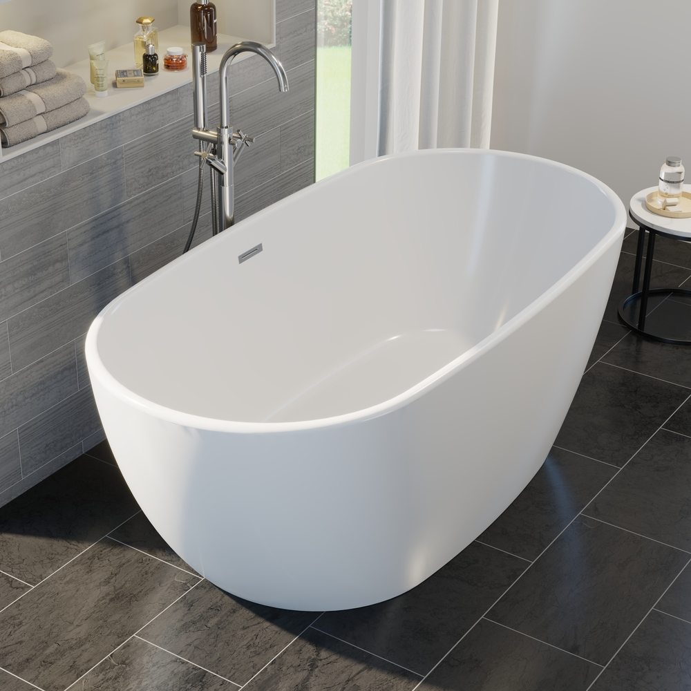 Freestanding Bath 1700 Waste Overflow White Acrylic Double Ended Luxury Modern 5056093648327 eBay