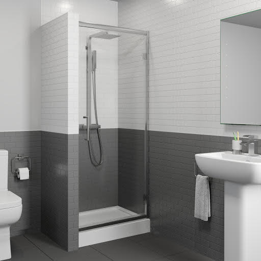 Diamond Hinged Shower Door 1000mm with 1000 x 700mm Raised Tray - 8mm
