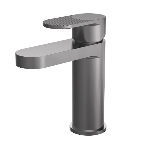 Aquari Contour Brushed Pewter Fluted Basin Mixer Tap with Waste