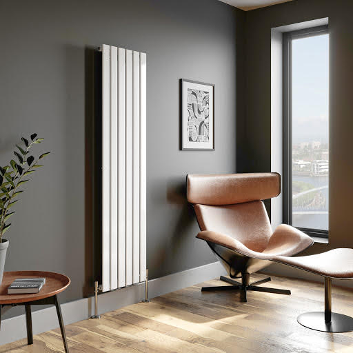 DuraTherm Vertical Single Flat Panel Designer Radiator - 1800 x 455mm White