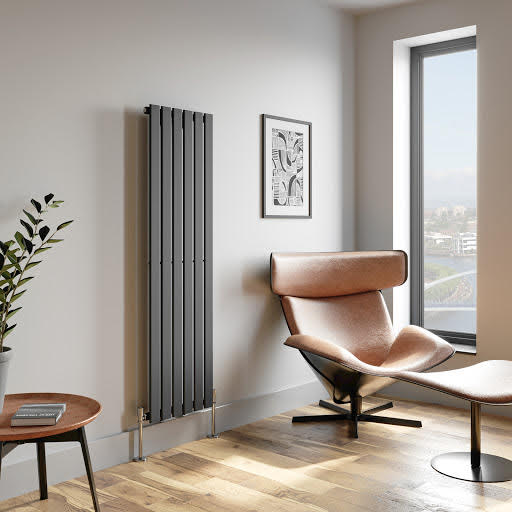DuraTherm Vertical Designer Radiator - 1600 x 452mm Anthracite Grey