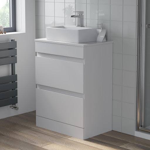 Artis White Gloss Floor Standing Drawer Vanity Unit With Affine