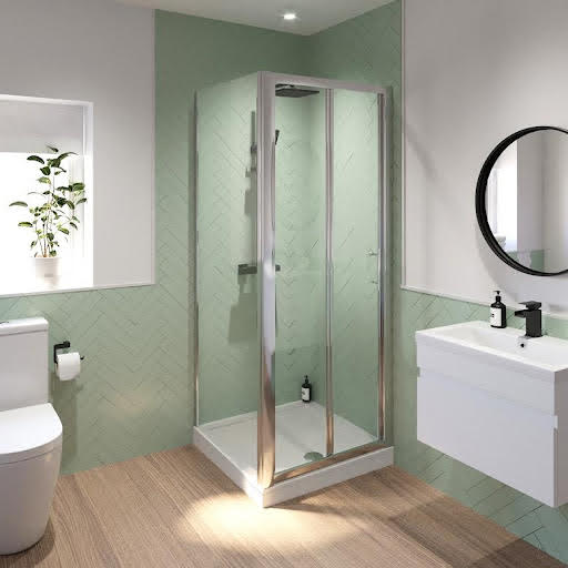 Luxura Bifold Shower Enclosure 760 x 900mm with Raised Tray and Waste - 6mm