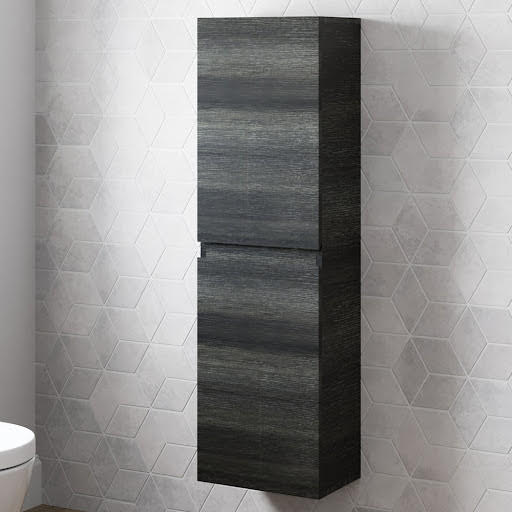 Artis Centro Grey Wood Wall Hung Tall Bathroom Storage Cabinet - 1200 x 350mm