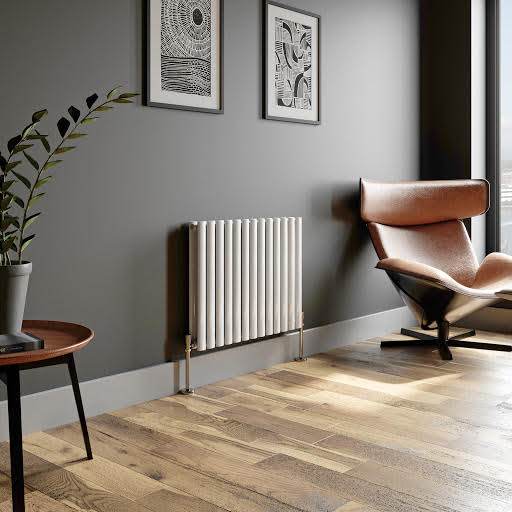 DuraTherm Horizontal Oval Tube Double Panel Designer Radiator - 600 x 780mm White