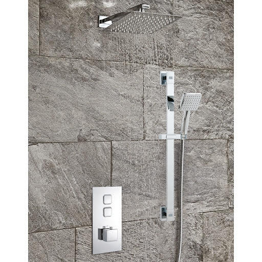 Merano Square Concealed Push Button Thermostatic Shower