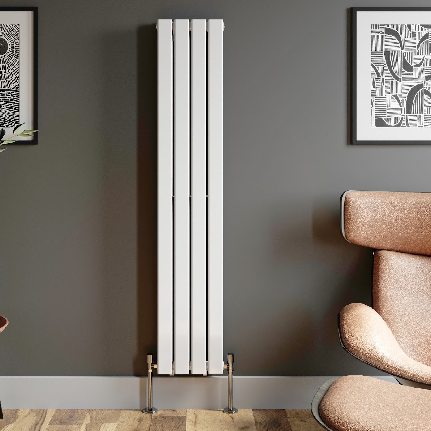 Designer Radiator Vertical White Flat Panel Rads Double Panel