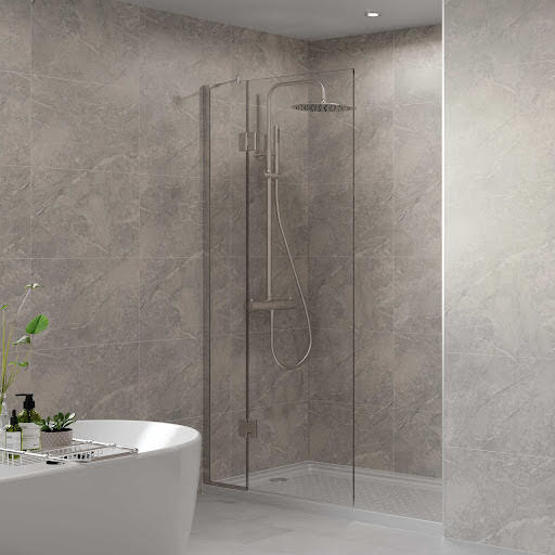 Photos - Shower Screen Multipanel Valmasino Marble Tile Effect Wall Panel Hydrolock 2400 x 598mm