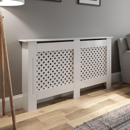 Radiator Cover Medium White Diamond Style 1515mm Width