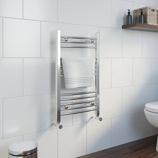 DuraTherm Heated Towel Radiator Chrome 750 x 450mm Curved