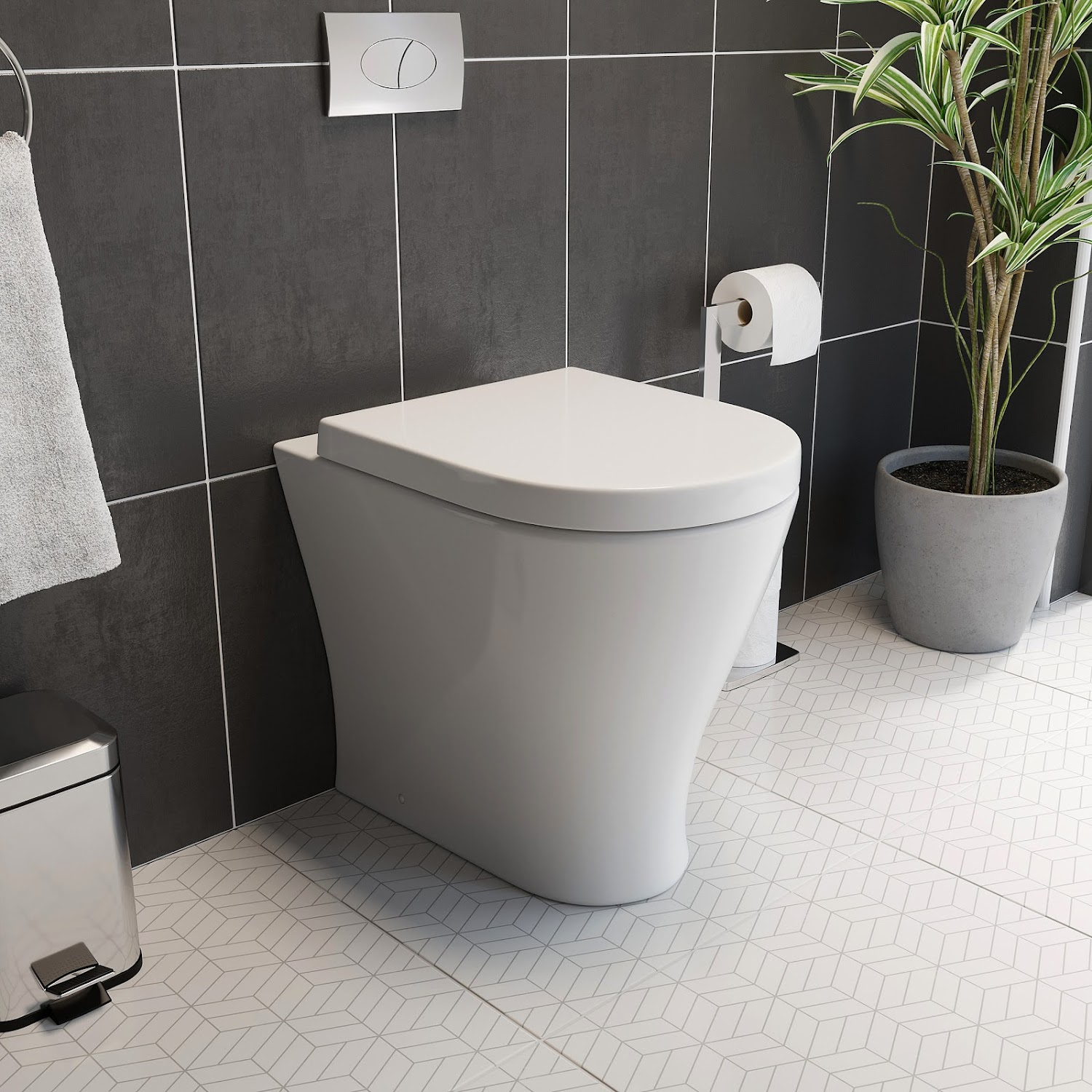BTW Back to Wall Toilet Pan Concealed Cistern Unit 500mm Soft Close Seat White eBay