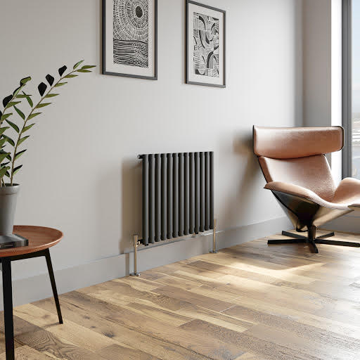 DuraTherm Horizontal Oval Tube Single Panel Designer Radiator - 600 x 780mm Anthracite
