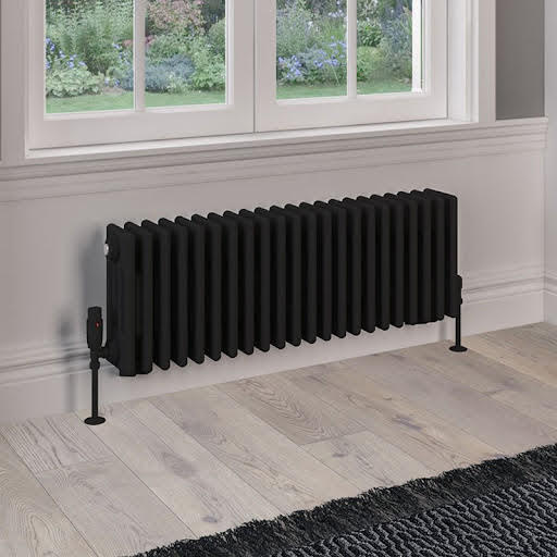 Eastlake Rivassa 300 x 1010mm Traditional 4 Column Radiator - Matt Black