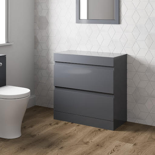 Artis Centro Grey Gloss Freestanding Countertop Vanity Unit without Basin - 800mm