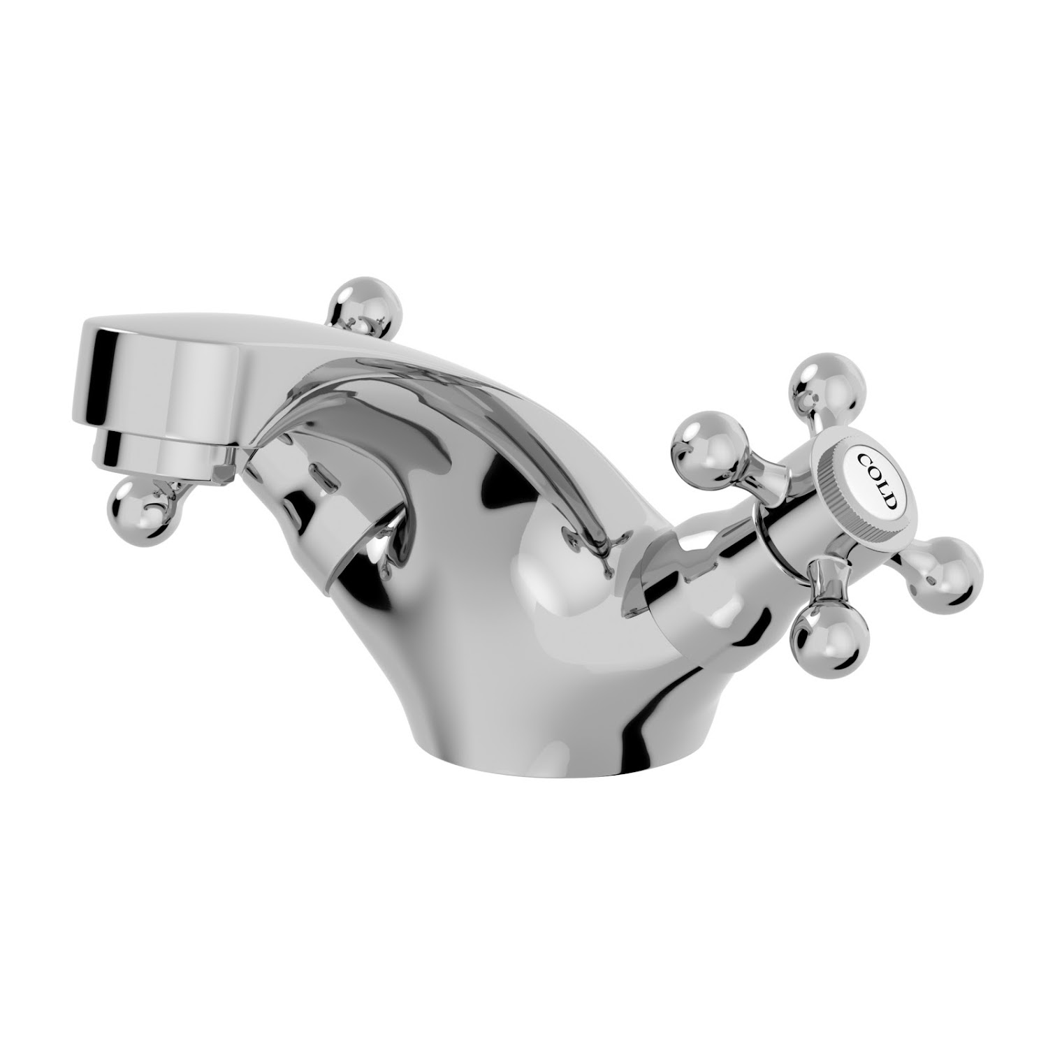 Traditional Bathroom Mono Basin Sink Mixer Tap Brass Cross Head Handle