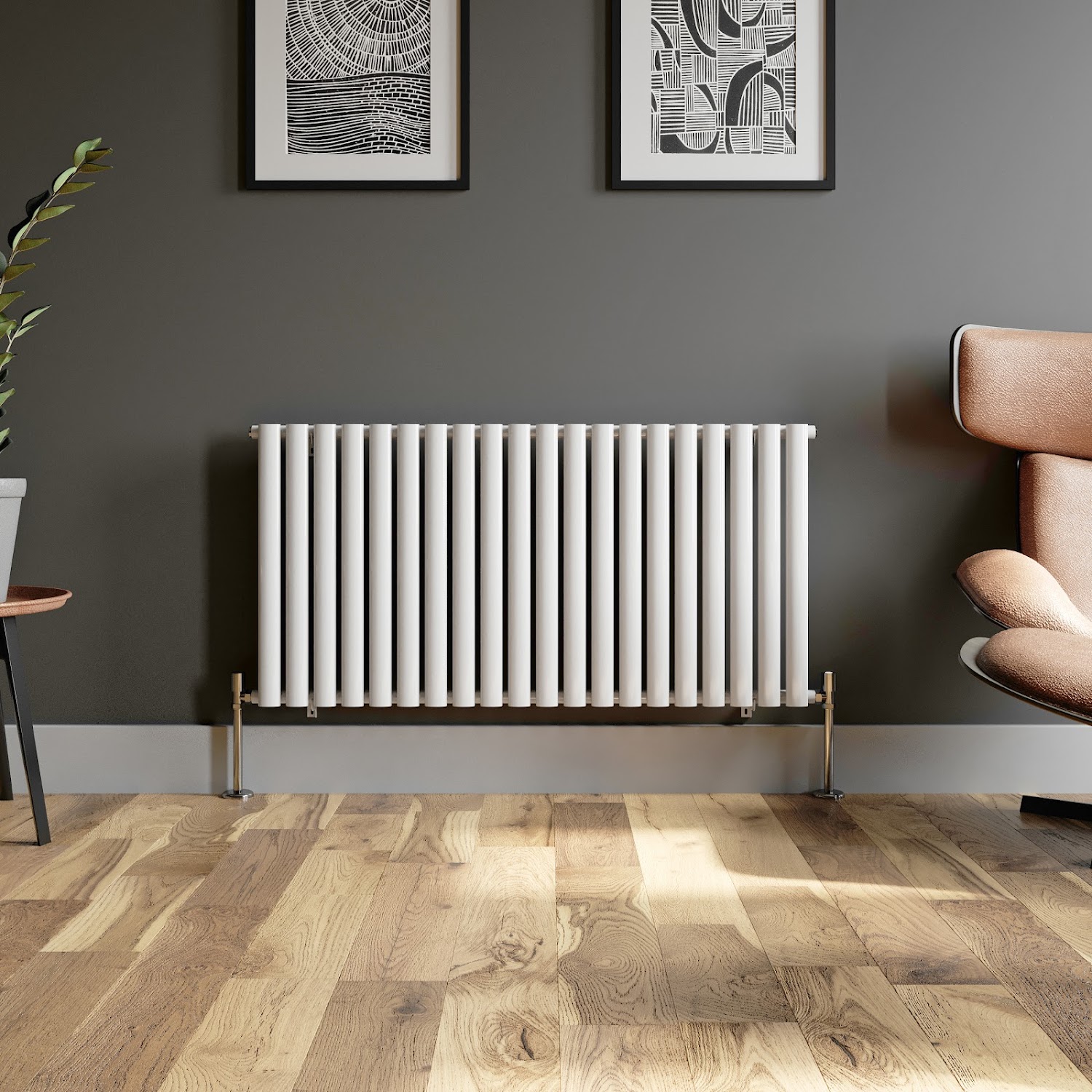 Designer Radiator Horizontal White Oval Column Rads Single Panel