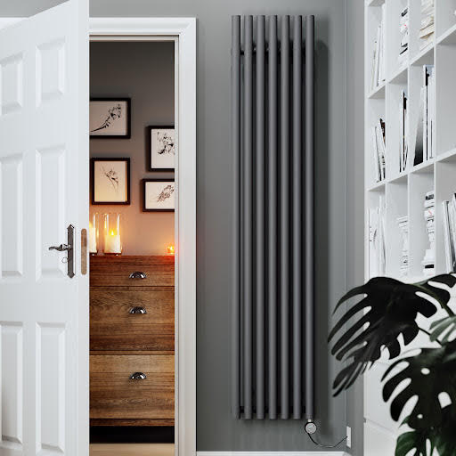 Terma Rolo Room E Modern Grey Electric Oil Filled Smart Radiator 1800 x 370mm