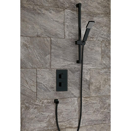 Merano Concealed Thermostatic Shower with Adjustable Shower Head Kit Black Finish