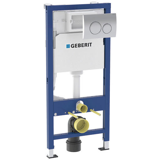 Geberit 1120mm Duofix Frame Delta Concealed Cistern and Delta20 Flush Plate - Round Buttons