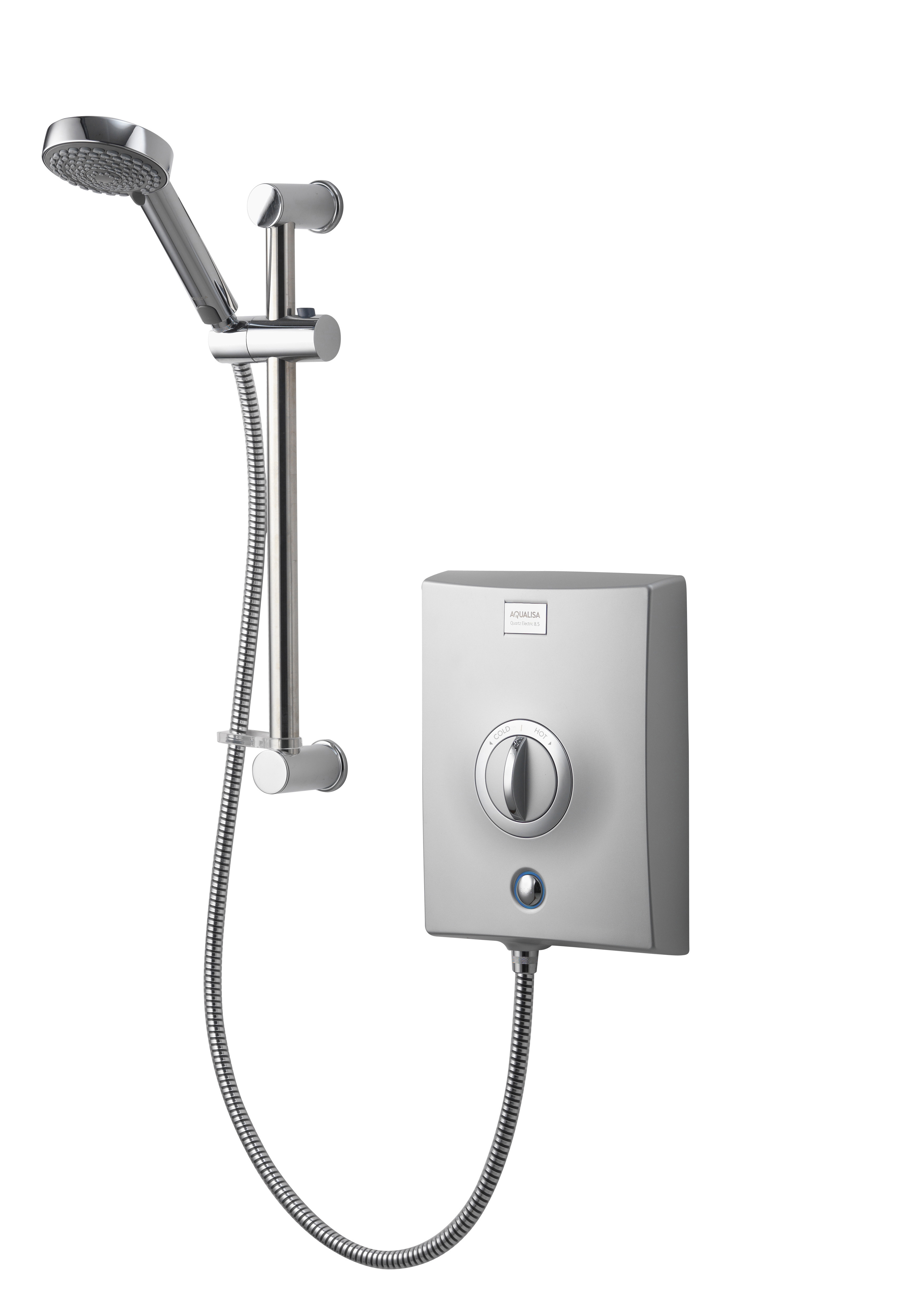 Aqualisa Quartz Electric Shower 8.5kW Satin Chrome 3 Spray 105mm Head