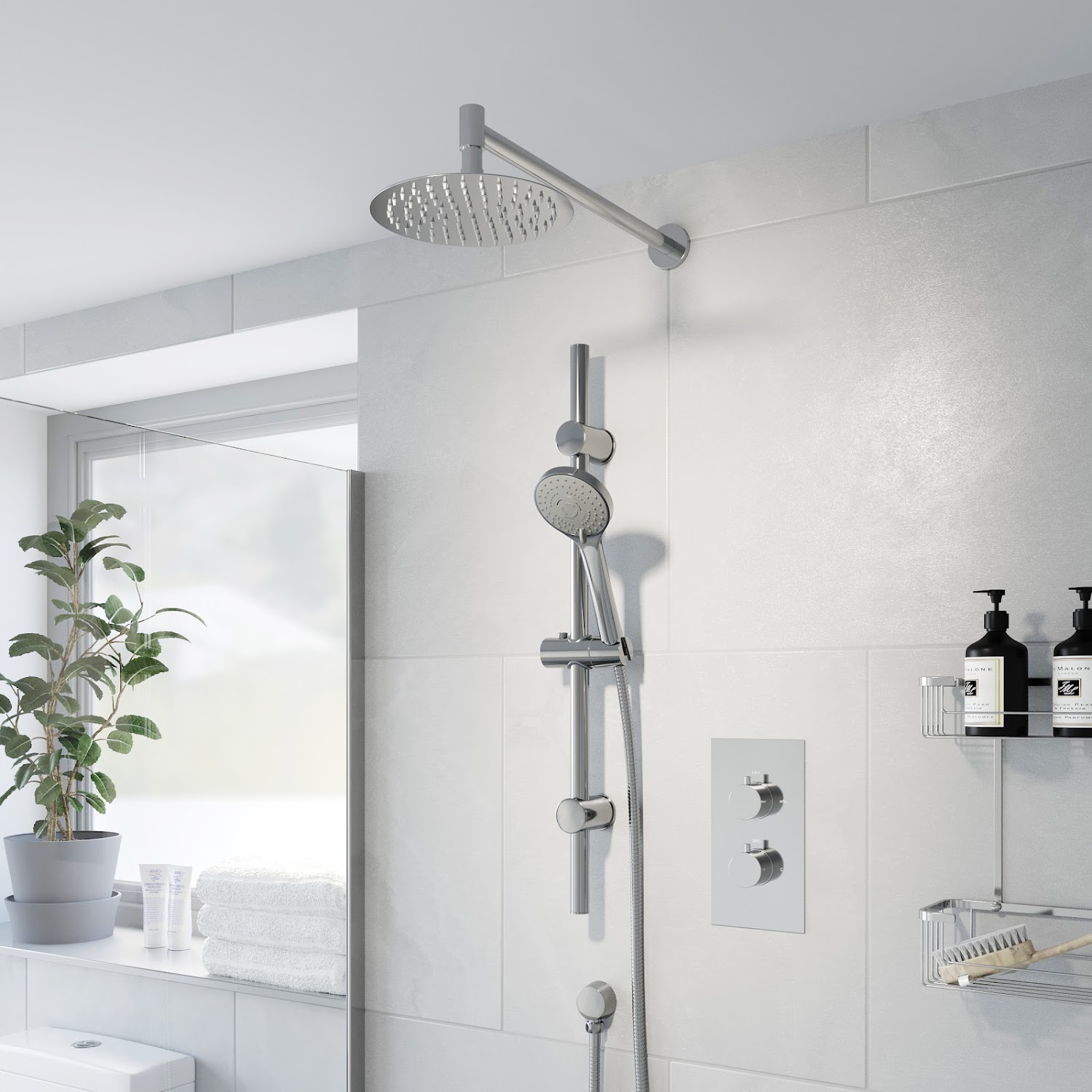 Thermostatic Concealed Round Shower Wall Mounted Adjustable Shower Head