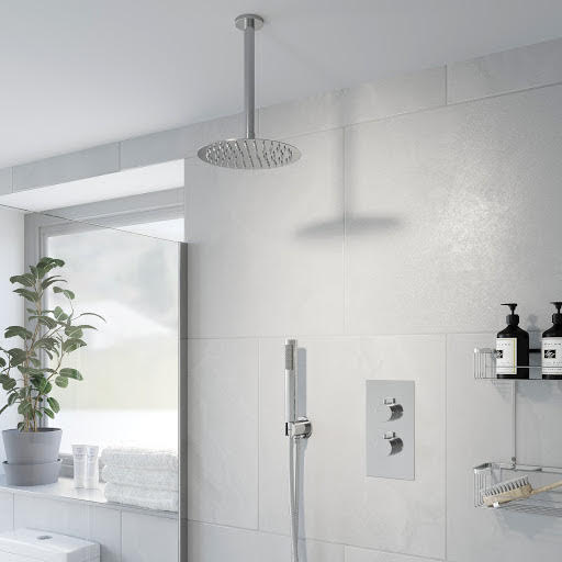 Architeckt Round Thermostatic Mixer Shower - Concealed with Ceiling Fixed Head & Handset