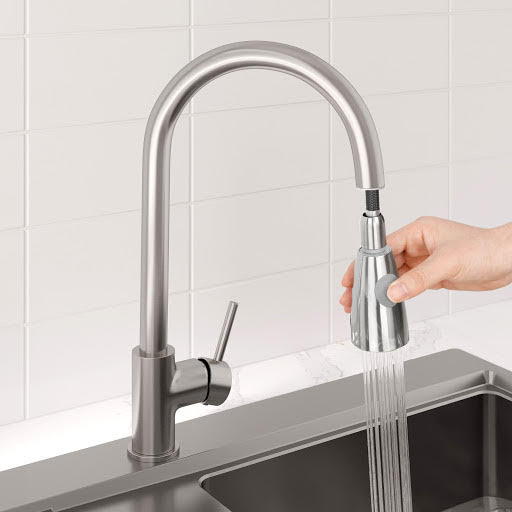 Sauber Baden Pull Out Kitchen Tap - Single Lever Brushed