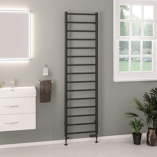 Solaro Tuscan Round Bar 1800 x 500mm Heated Towel Radiator - Matt Anthracite