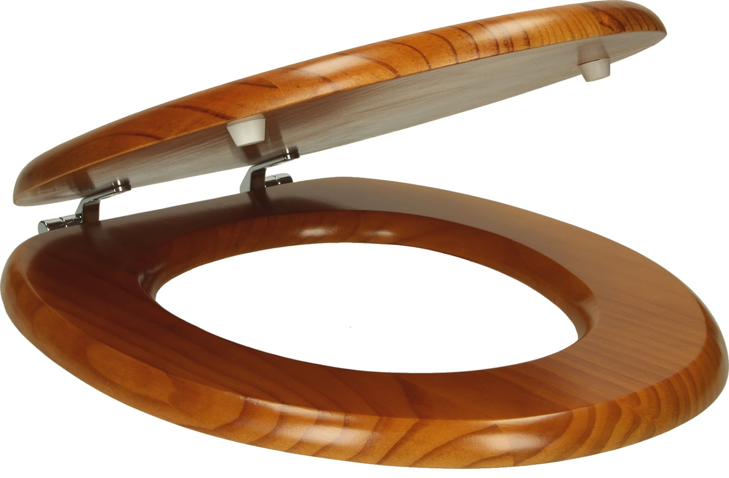 Traditional Bathroom WC Wooden Round Toilet Seat Chrome Hinges Fittings Wood eBay