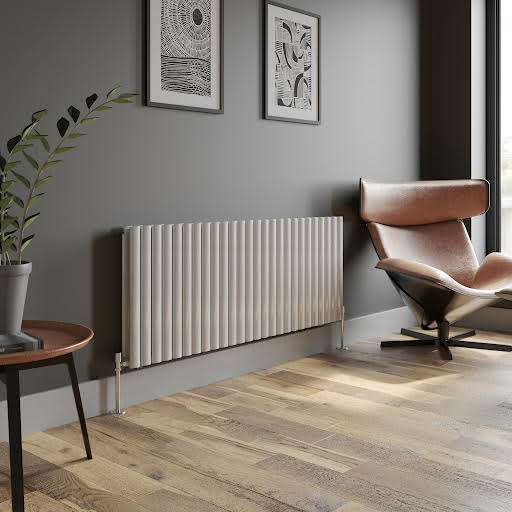 DuraTherm Horizontal Oval Tube Double Panel Designer Radiator - 600 x 1560mm White
