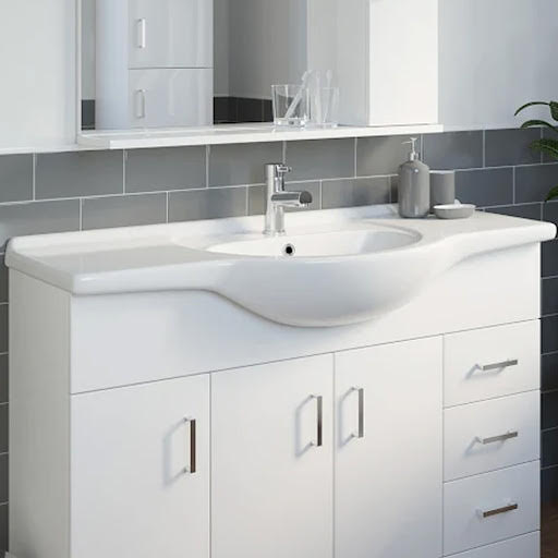 Ceramica White Gloss Semi-Recessed Basin - 1200mm