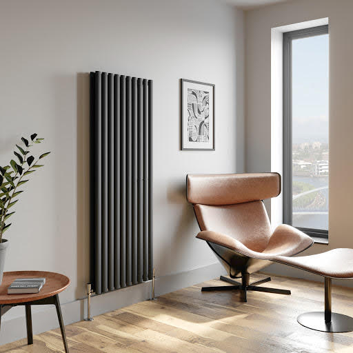 DuraTherm Vertical Oval Tube Double Panel Designer Radiator - 1600 x 600mm Anthracite