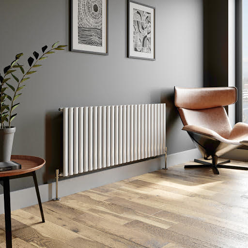 DuraTherm Horizontal Oval Tube Single Panel Designer Radiator - 600 x 1560mm White