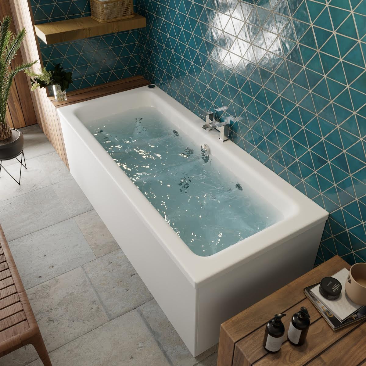 Vitura Square Whirlpool Bath with 14 Jets - Double Ended 1700 x 700mm