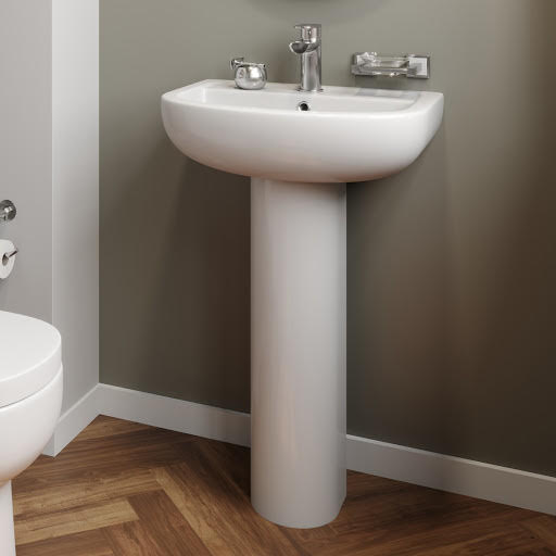 Affine Oceane Full Pedestal 550mm 1 Tap Hole Bathroom Basin