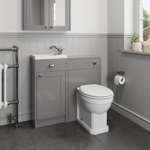 Park Lane Traditional Toilet & Basin Vanity Unit Combination with Door - 900mm Grey