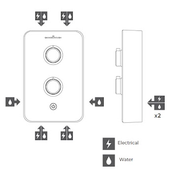 Gainsborough Slim Duo 9.5kW Electric Shower Black 3 Spray Head Handset Bathroom 14 Installation