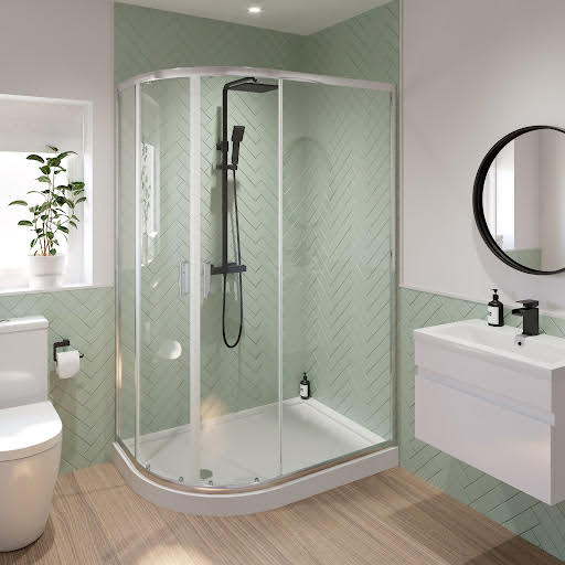 Luxura Offset Quadrant Shower Enclosure 1000 x 800mm with Raised Tray and Waste (Left Hand) - 6mm