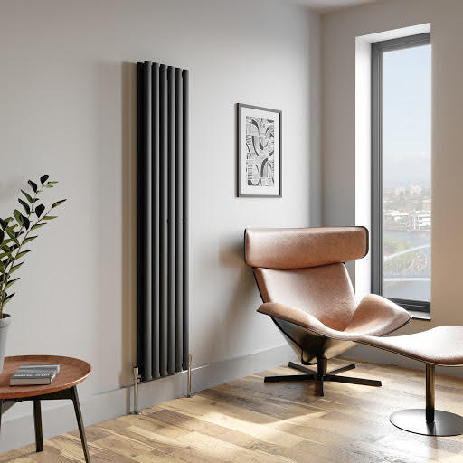 DuraTherm Vertical Oval Tube Double Panel Designer Radiator - 1800 x 360mm Anthracite