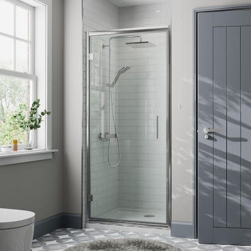 Diamond Hinged Shower Door 900mm with 900 x 900mm Tray - 8mm