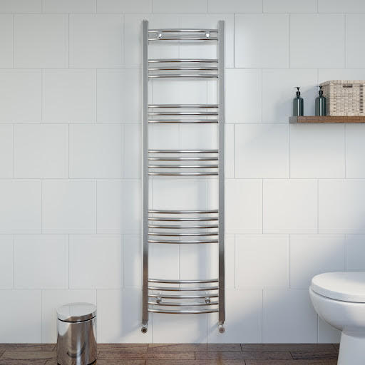 DuraTherm Heated Towel Radiator Chrome 1600 x 450mm Curved