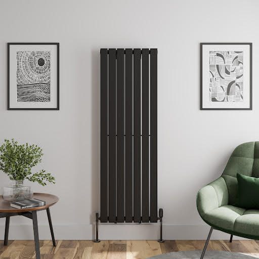 DuraTherm Vertical Single Flat Panel Designer Radiator - 1600 x 530mm Black