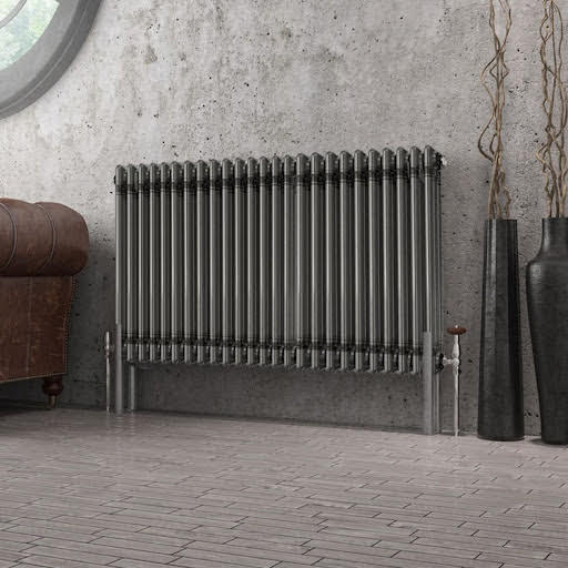 Eastlake Imperia 600 x 1145mm Traditional 3 Column Radiator - Bare Metal