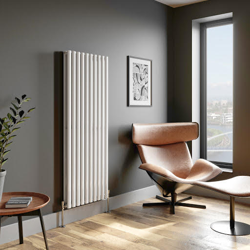 DuraTherm Vertical Oval Tube Double Panel Designer Radiator - 1600 x 600mm White