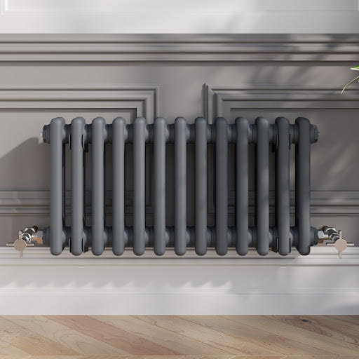 Park Lane Traditional Colosseum Double Bar Column Radiator Anthracite 300 x 605mm