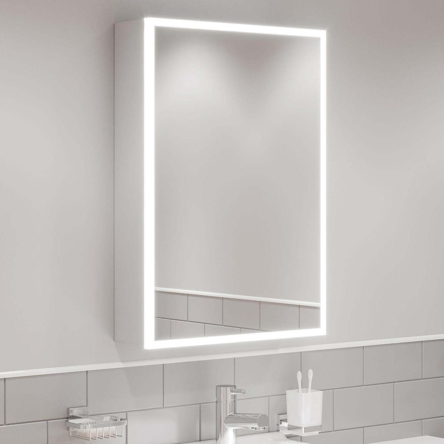 Bathroom LED Mirror Illuminated Demister Pad Shaver Socket 700