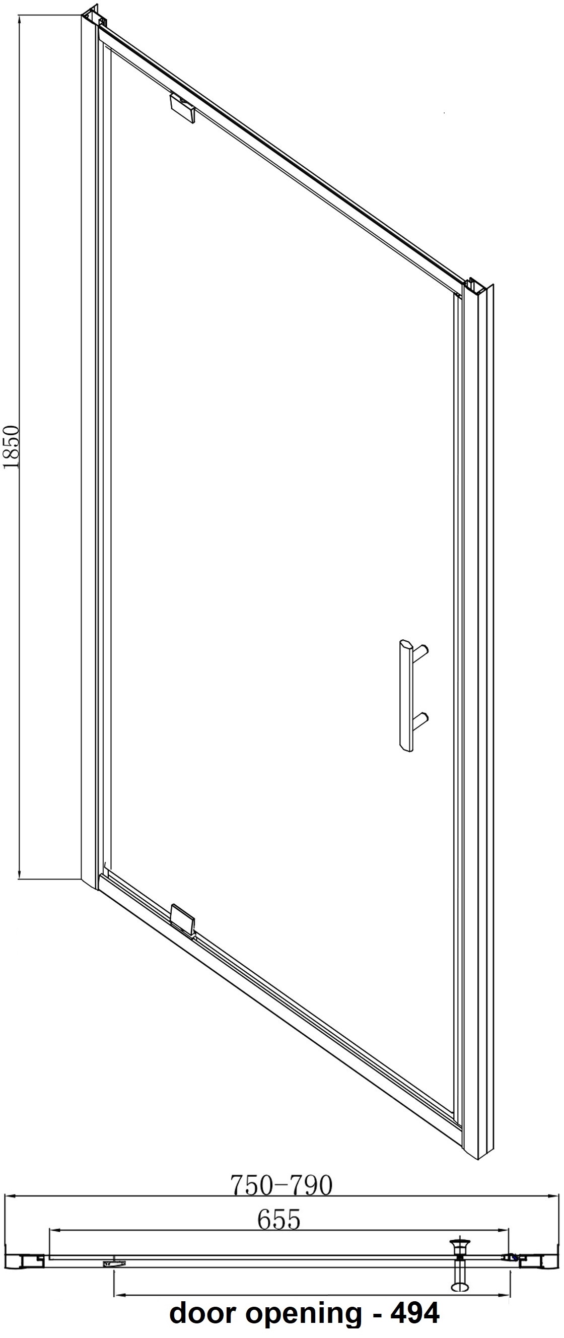 Luxura 800mm Pivot Shower Door - 6mm Glass with 800 x 800mm Tray
