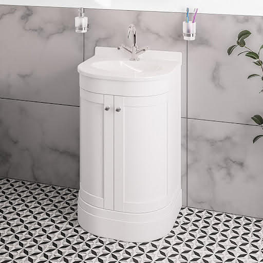 Opula Hardwick White Freestanding Bathroom Vanity Unit with Basin – 600mm