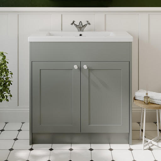 Park Lane Oxford Grey Traditional Freestanding Vanity Unit with Basin - 800mm